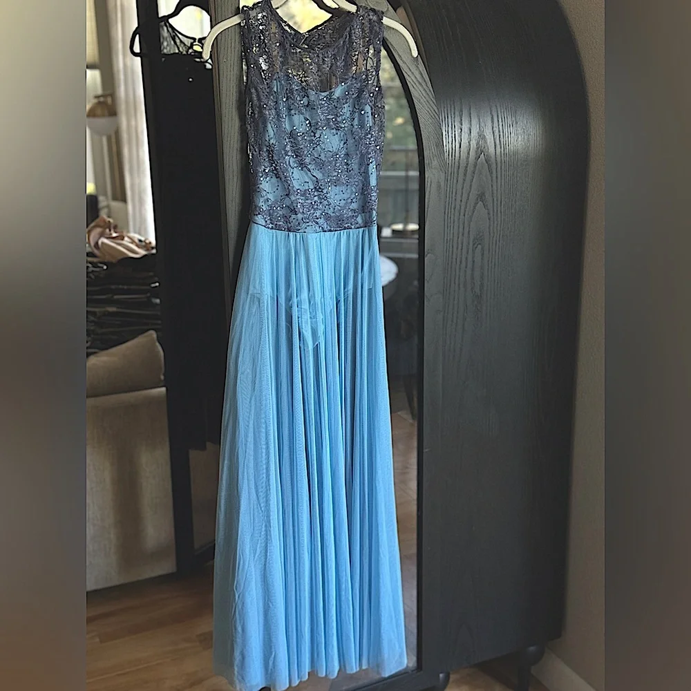 💎Revolution Dance Light Blue Lyrical or Ballet Dance Costume with Lace Overlay